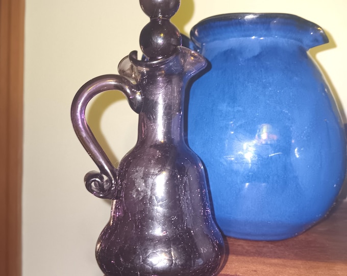 Amethyst Glass Cruet Hand Blown 7 inches