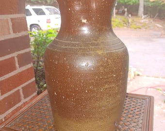 JD Craven Salt-glazed Stoneware Pitcher Signed 19th Century North Carolina Pottery with Glass Run