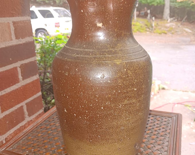 JD Craven Salt-glazed Stoneware Pitcher Signed 19th Century North Carolina Pottery with Glass Run
