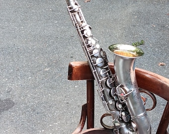 C. G. Conn Saxophone 1920s Silver Plated Gold Plated Bell Great Shape C Model Pitched Low