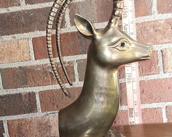 Vintage Tall Brass Gazelle Bookend 11x8x6 inches Nice Quality Cast Brass
