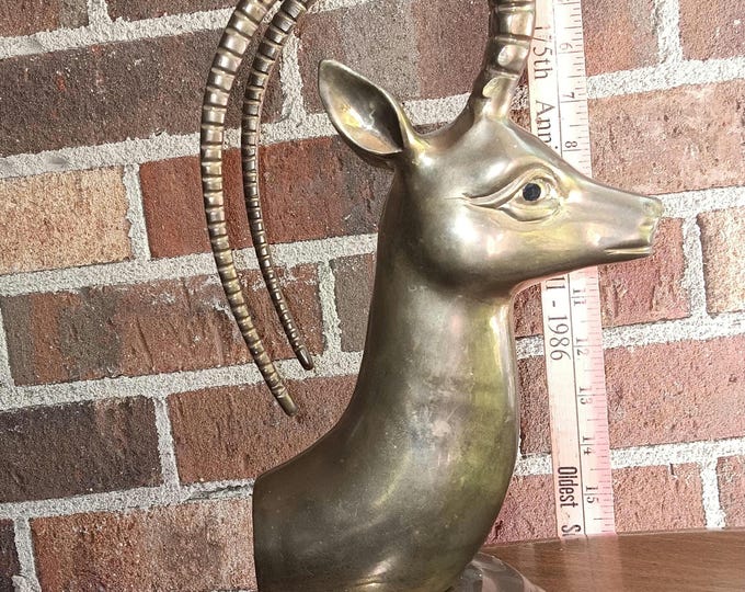 Vintage Tall Brass Gazelle Bookend 11x8x6 inches Nice Quality Cast Brass