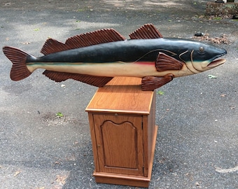 Vintage Hand-painted Fish Oversized Model Decoy Sign 50 Inches by 15