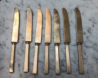 Dirilyte Empress Knives Lot of 7 Mid-century Hollywood Regency Gold Flatware