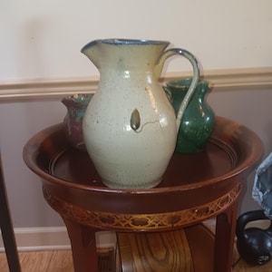 Salt-glazed Stoneware Pitcher Cobalt Rim and Handle North Carolina Central Piedmont