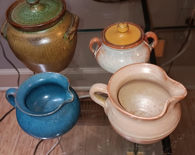 North Carolina pottery sugar jar and cream pitcher collection