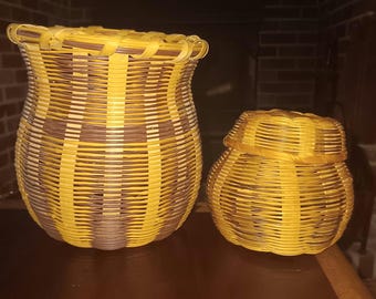 Cherokee Baskets Vintage North Carolina Split Oak Honeysuckle Qualla Boundary a Pair