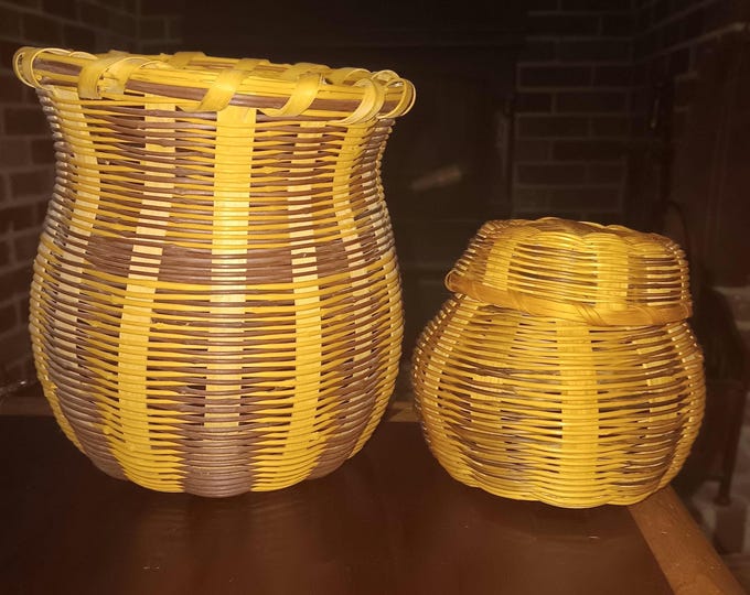 Cherokee Baskets Vintage North Carolina Split Oak Honeysuckle Qualla Boundary a Pair