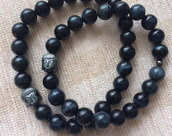 Blue Tiger Eye & Buddha Bracelet