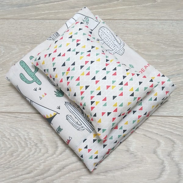 Cactus Print Bedding Set for Dolls and Toys - Blanket/Duvet - Pillow -Baby Born - Baby Annabell - Ikea Doll Bed