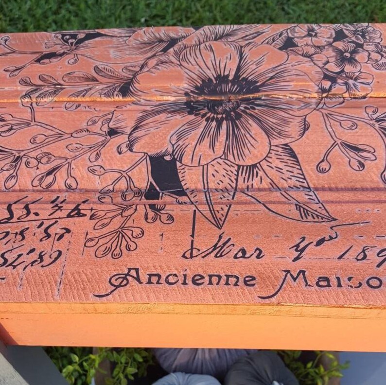 Decor Furniture Transfer Chalk Painted Side Table/ Painted Etsy