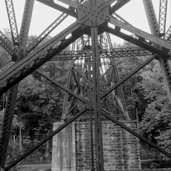 Industrial Print Photo Steampunk Machine Age Black White Structure Art Bridge Wall Decor Historical Image Vintage Photograph Coffee Table