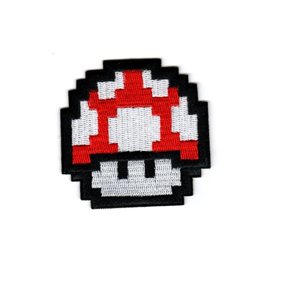 Mario 8-bit Nintendo Mushroom Embroided Patch - Green and