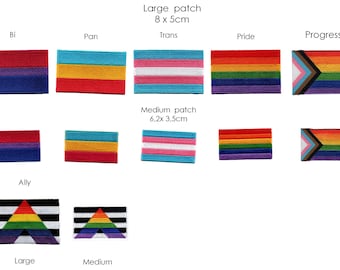 Pride Flags - Embriodered patch - Rainbow/Bi/Non-binary/Trans/Pan/Ally - Many sizes