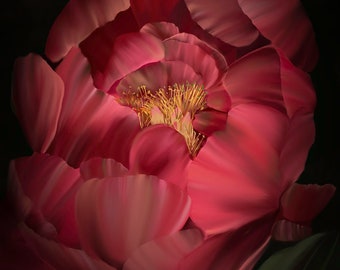 Bold Peony Digital Painting Digital Download