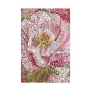 Pink Peony Mixed Media PaintingCanvas Gallery Wraps Print, Home Decor, Wall Hanging