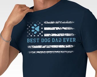 Best Dog Dad Ever short-sleeve trending t-shirt for men, made from soft 100% ring-spun cotton, perfect as a Father's Day or dog dad gift