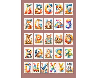 Watercolor Alphabet Poster | Nursery & Classroom Wall Art | Educational ABC Print