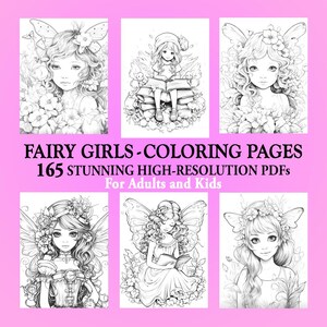 165 Fairy Girls Coloring Pages – Printable High-Resolution Digital Download for Kids | Teachers and parents your kids will love these!