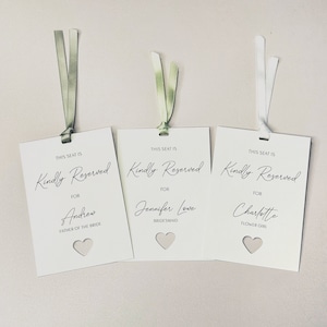 Wedding Chair Reserved Tags - A7 available in different card stock - Personalised to any name and role