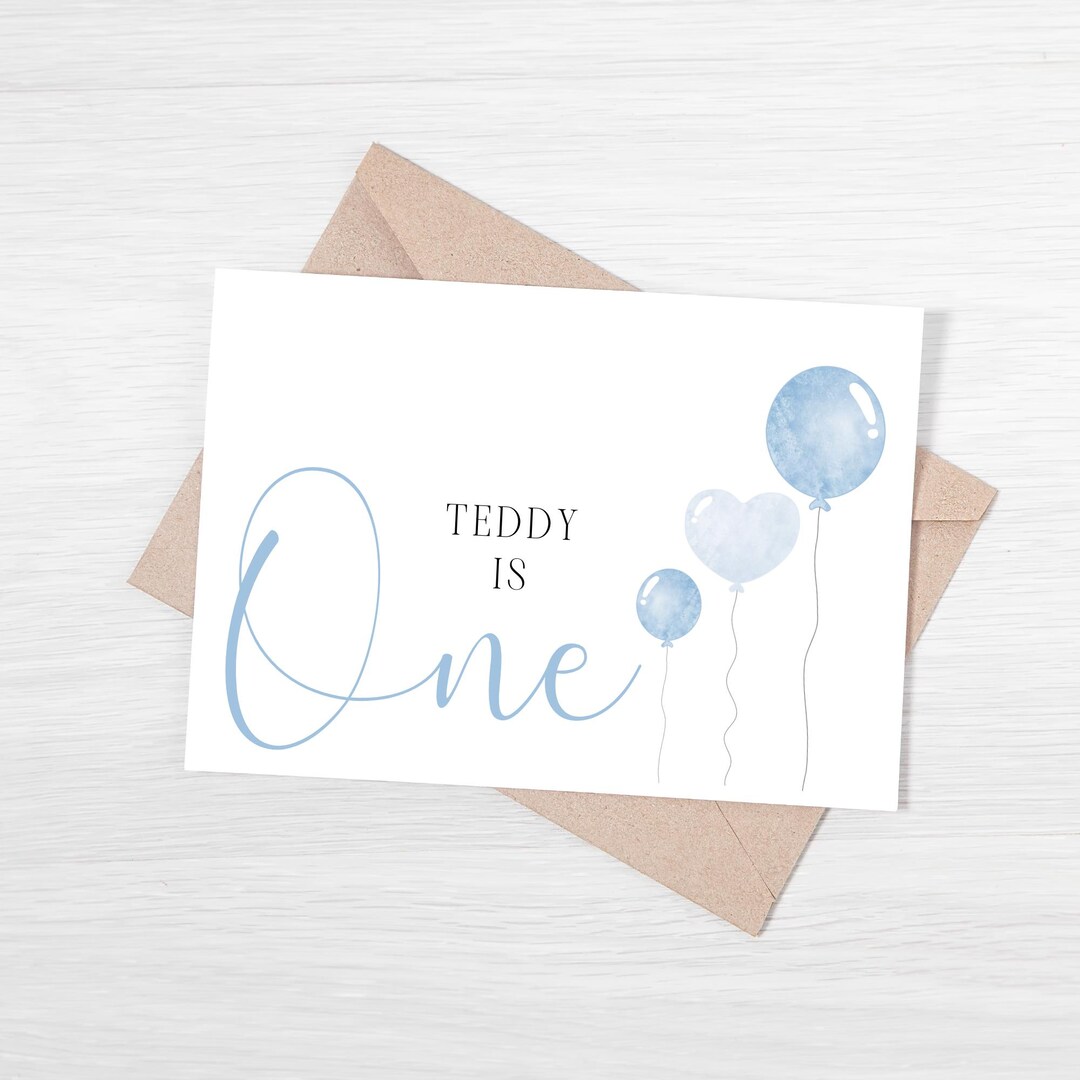 Sweet Personalised Birthday Card With Blue Balloons - Any Age and Name ...