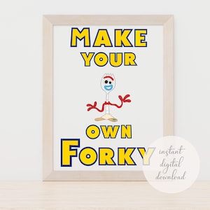 Make Your Own Forky Sign - Toy Story Themed Party Activity - FORKY Create Your Own - Digital Download