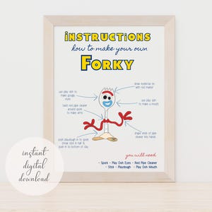 How To Make Your Own Forky Instructions Guide - Play Doh Eyes and Mouth - Digital Download