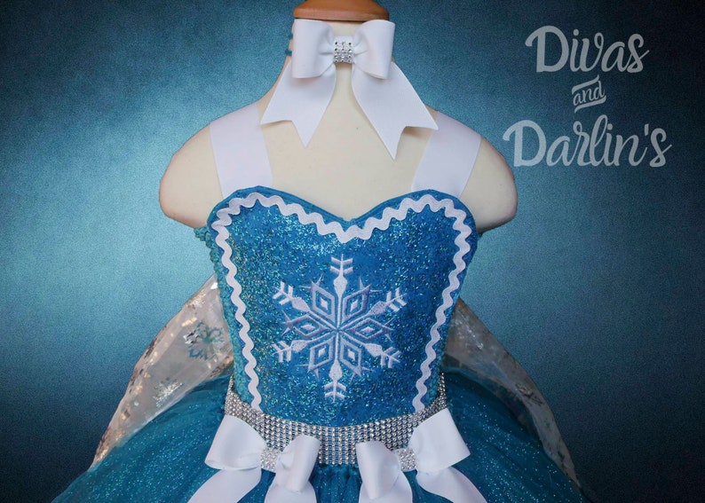 Little girl/'s Elsa inspired Frozen snowflake tutu dress Halloween or photo prop. costume for Birthday