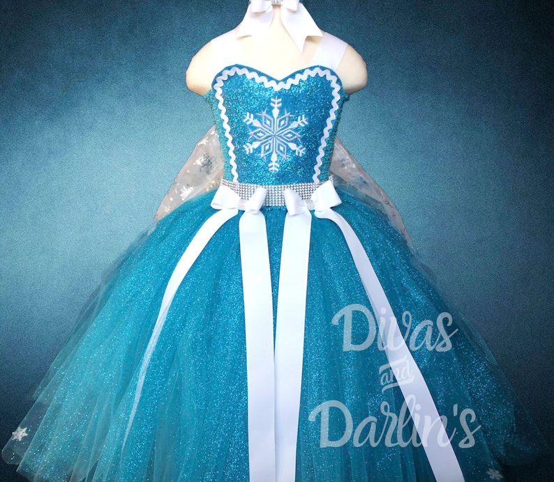 Little girl/'s Elsa inspired Frozen snowflake tutu dress Halloween or photo prop. costume for Birthday