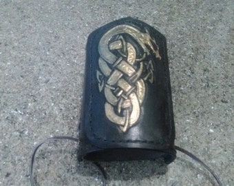 Celtic Dragon Single Leather Bracer