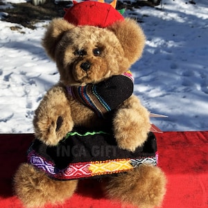 Handmade 11 IN Baby Alpaca Fur Teddy Bear - Peruvian Stuffed Toy