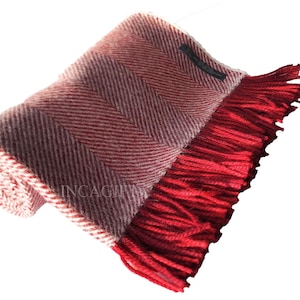 Herringbone Baby Alpaca Throw Blanket: Mix Red Woven Blanket