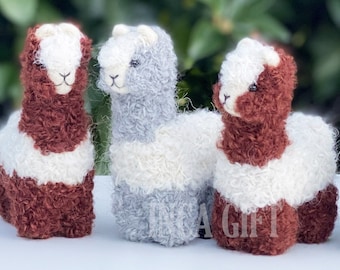 Needle Felted Alpaca Sculptures: Felted Animals by Hand in Alpaca Fiber made in peru 3.5 IN