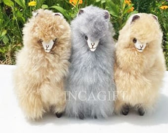 9 IN Handmade Alpaca Fur Stuffed Animal Plush Alpaca/ Llama  fur teddy alpaca handmade Peruvian alpaca fur toy