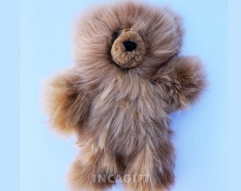 10 IN - 13 IN Real Super Baby Alpaca Suri Teddy  Bear CAMEL Peruvian Stuffed Alpaca Toys -Handmade Fur toy -Alpaca stuffed animal from Peru