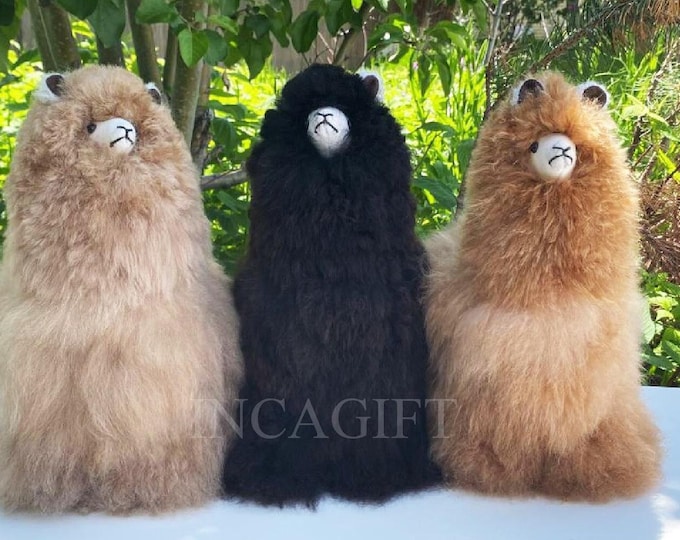 Handmade Baby Alpaca Fur Plush Llama: 14 Inch Peruvian Stuffed Animal