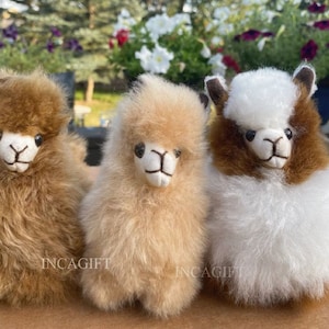 Handmade Baby Alpaca Fur Plush Toy - 6 Inch Mini Llama