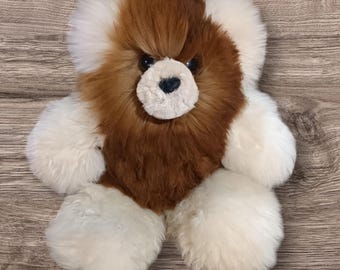 Handmade Baby Alpaca Teddy Bear: Beige Brown Peruvian Stuffed Animal