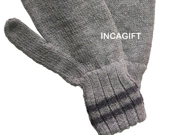 100% ALPACA - Alpaca mittens handmade in Peru -for men women winter mittens fancy -Snow Mittens Peruvian Products Mix Gray-Charcoal