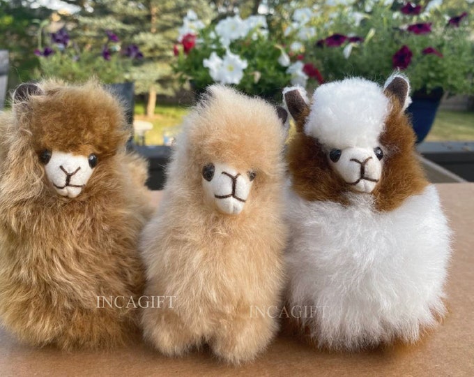 6 IN  Handmade Baby Alpaca Mini Stuffed Animal Plush Alpaca / Llama  fur teddy alpaca Peruvian alpaca fur stuffed animal toy