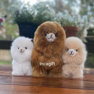 Handmade Baby Alpaca Fur Stuffed Animal: Plush Alpaca Llama Toy (7-10 inch)