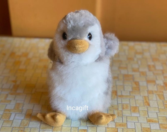 PREMIUM Baby Alpaca Fur Penguin -Real Alpaca Fur - Stuffed Bird Toy -Plush toy - Peruvian Toy from Peruvian Artisans-  Special gift