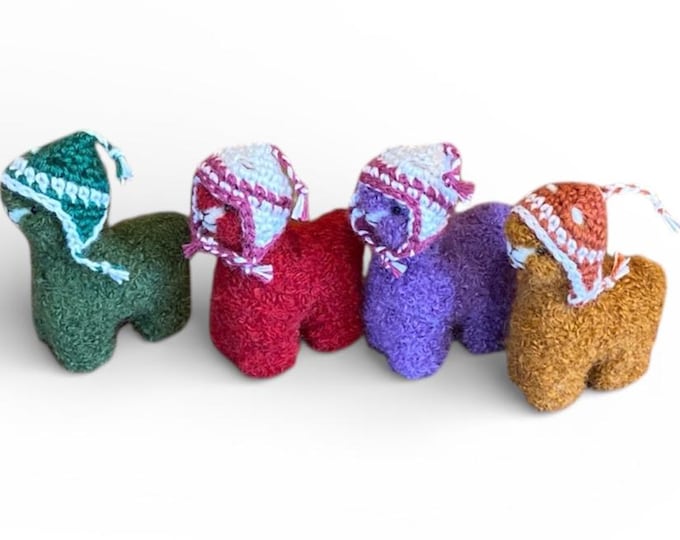 Needle Felted Alpaca Sculpture: Handmade Peruvian Baby Alpaca, 3.5 IN colored