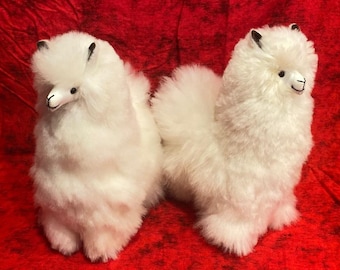Handmade 13" Baby Alpaca Fur Stuffed Animal: Peruvian Plush Toy White