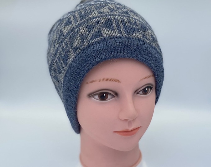 100% ALPACA - alpaca hat handmade in Peru - Fleece Lining  Alpaca hat for women Winter Hat hat -Peruvian Hat -Peruvian Products Denim