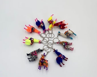 10 PACK - 20 PACK Tiny Llama Keychain ethnic decoration gift bag accessories, Andean Collectible Handcrafted Miniature Figurine