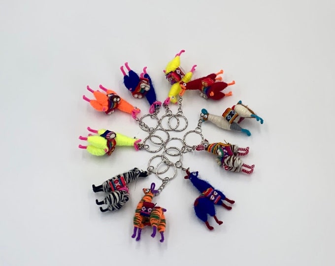 10 PACK - 20 PACK Tiny Llama Keychain ethnic decoration gift bag accessories, Andean Collectible Handcrafted Miniature Figurine
