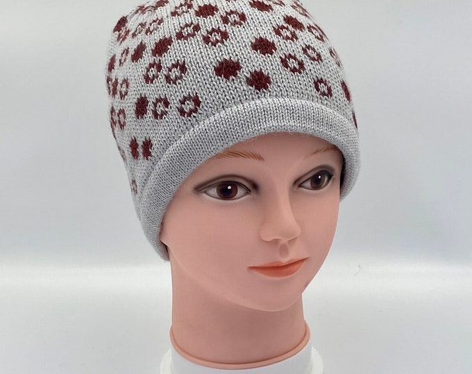 100% ALPACA - alpaca hat handmade in Peru - Fleece Lining  Alpaca hat for women Winter Hat hat -Peruvian Hat -Peruvian Products Silver