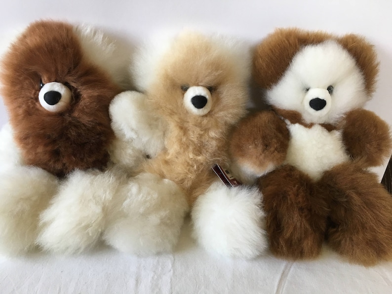 6in 15in Real Super Baby Alpaca Fur Teddy Bear Peruvian Products Stuffed Alpaca Toys Handmade image 8