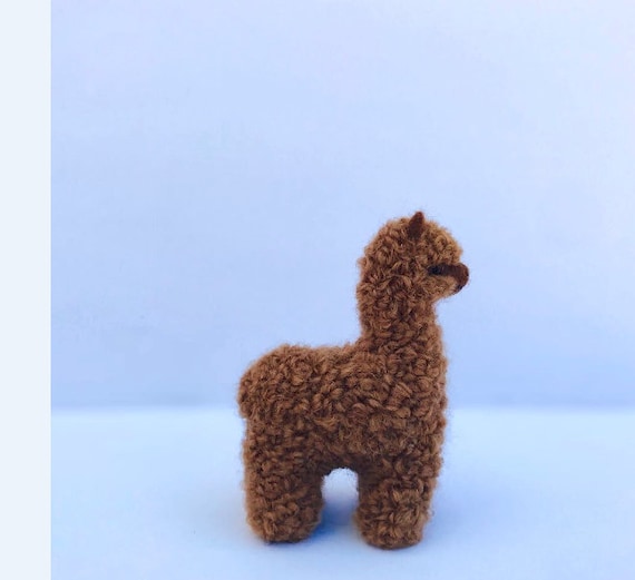 3.5 IN Needle Felted Alpaca Sculptures  with chullo or hat Felted Animals by Hand in Alpaca Fiber